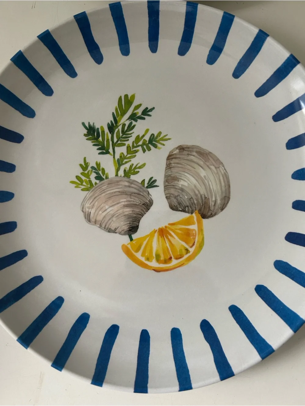 4 NEW Coastal Blue-Trim White Lobster Melamine Salad Plates